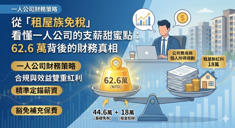 從「租屋族免稅」看懂一人公司的支薪甜蜜點：62.6 萬背後的財務真相